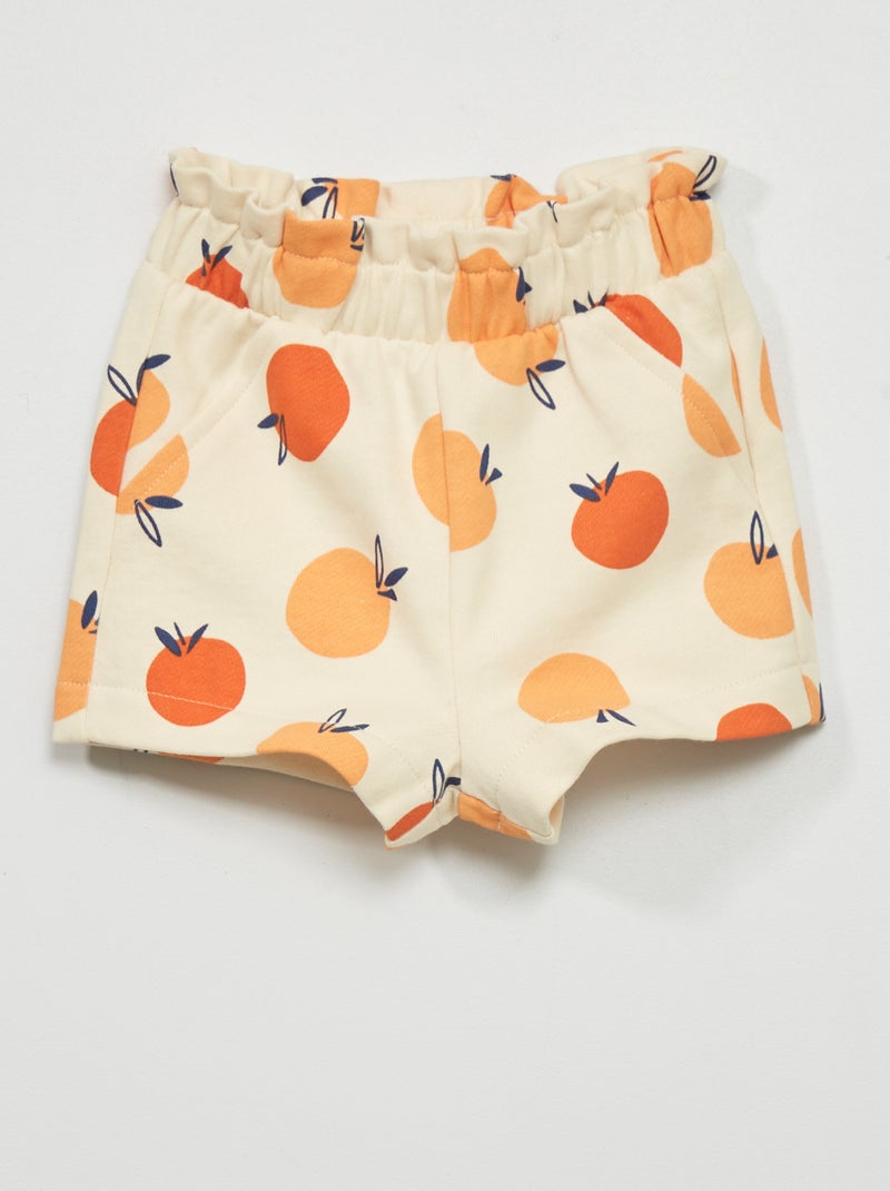 Calções em moletão com estampado BRANCO - Kiabi