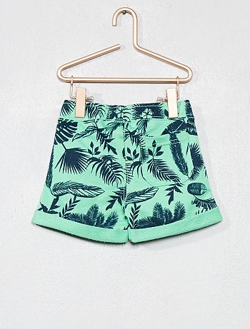 Calções em moletão com estampado 'folhas' - Kiabi