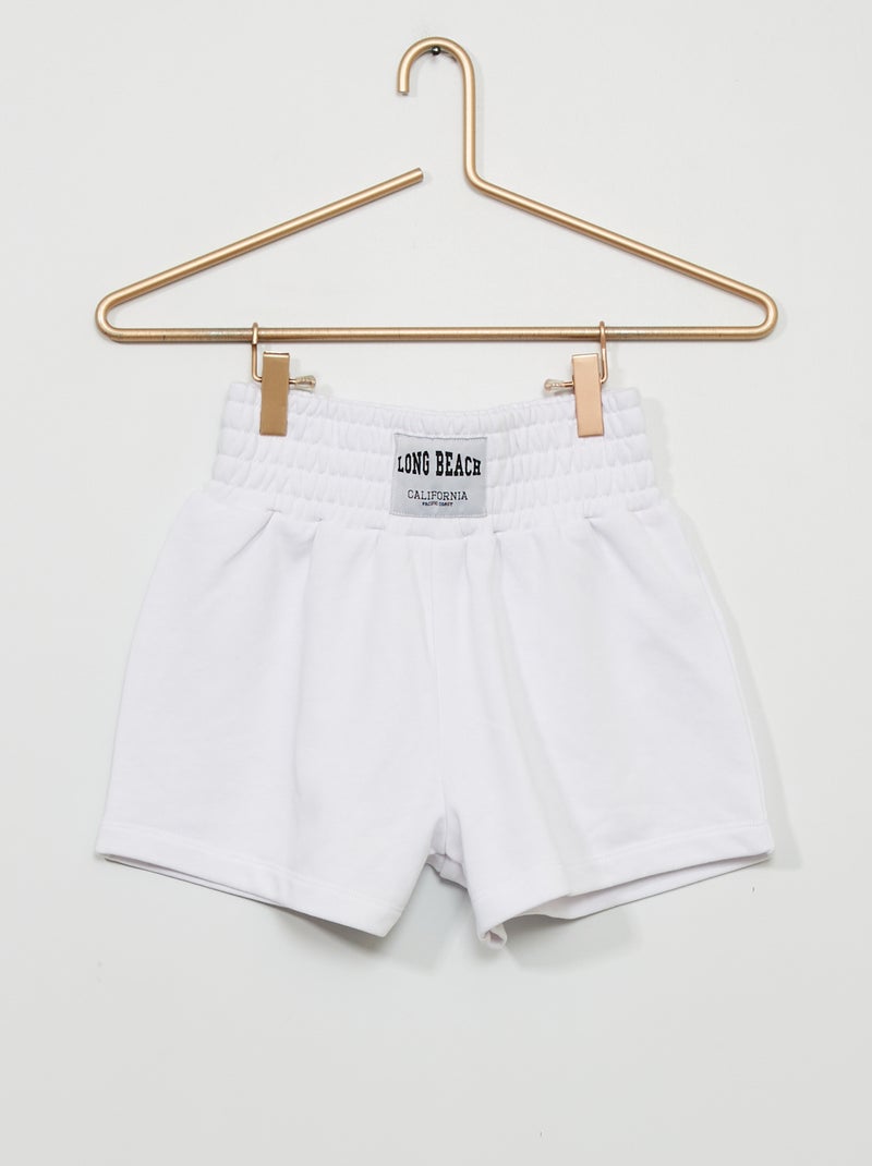 Calções em moletão com etiqueta grande BRANCO - Kiabi