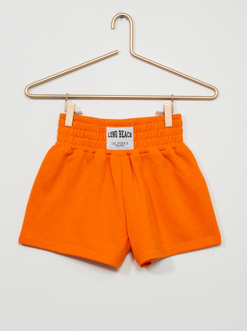 Calções em moletão com etiqueta grande LARANJA - Kiabi