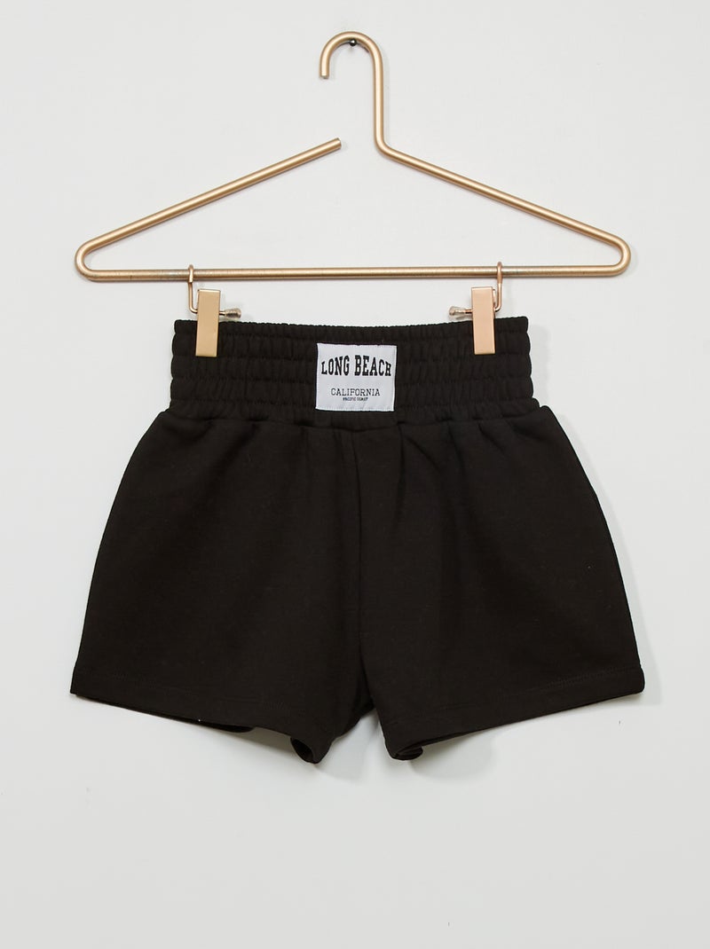 Calções em moletão com etiqueta grande PRETO - Kiabi