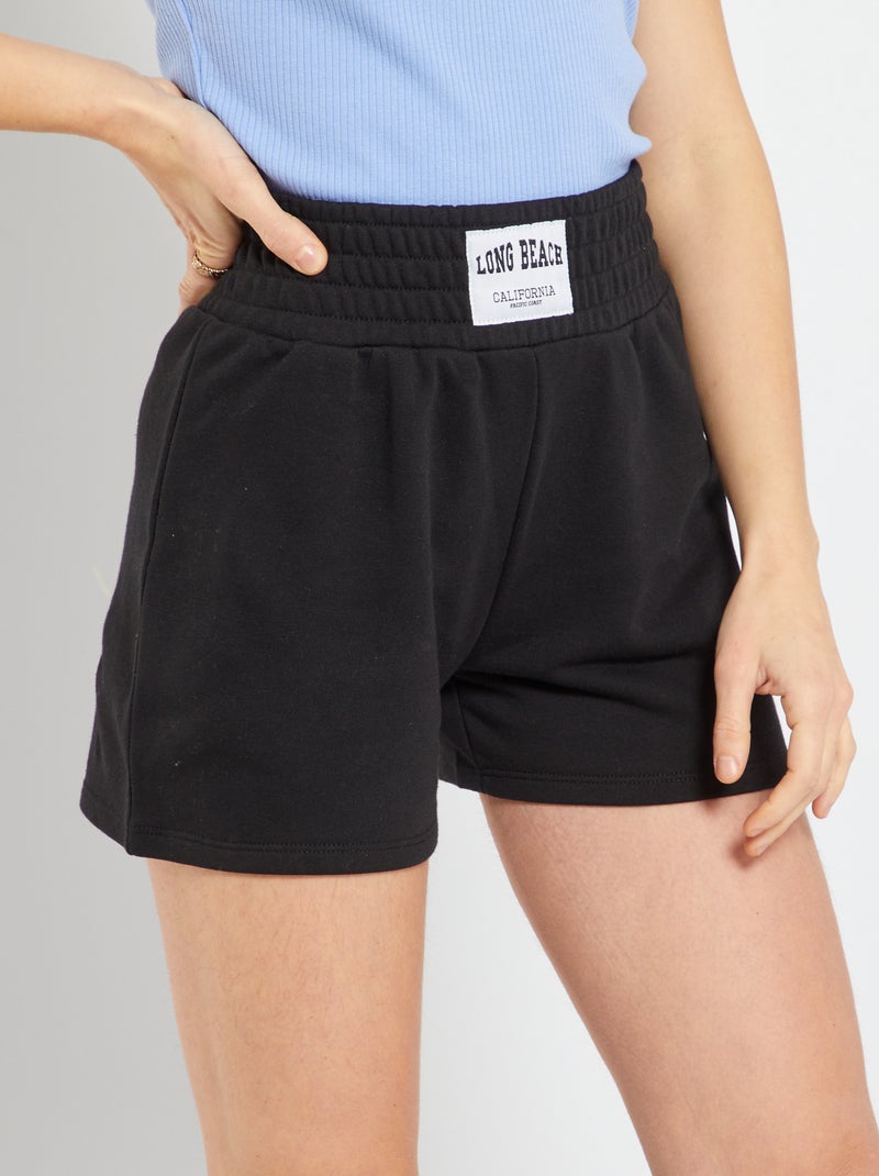 Calções em moletão com etiqueta PRETO - Kiabi