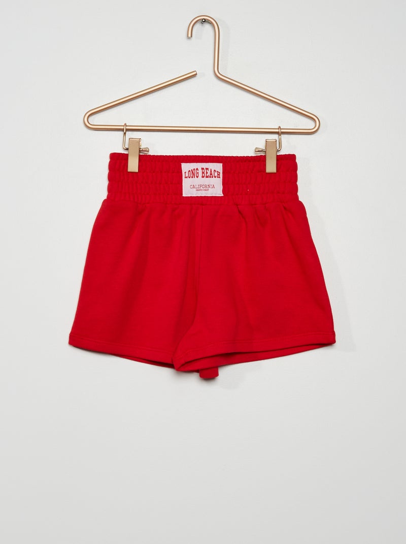Calções em moletão com etiqueta VERMELHO - Kiabi