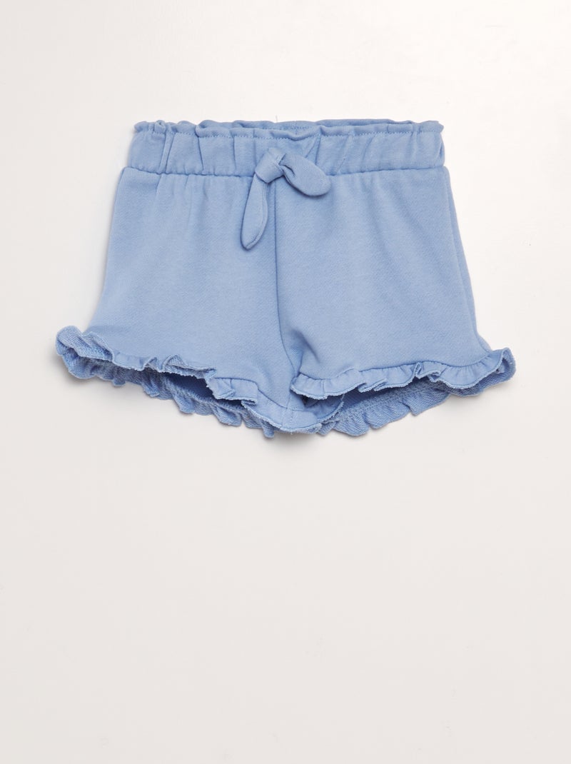 Calções em moletão com folhos AZUL - Kiabi