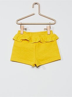 Calções em moletão e bordado inglês - Kiabi