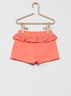 Calções em moletão e bordado inglês - Kiabi