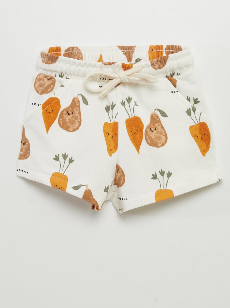 Calções em moletão estampado BRANCO - Kiabi