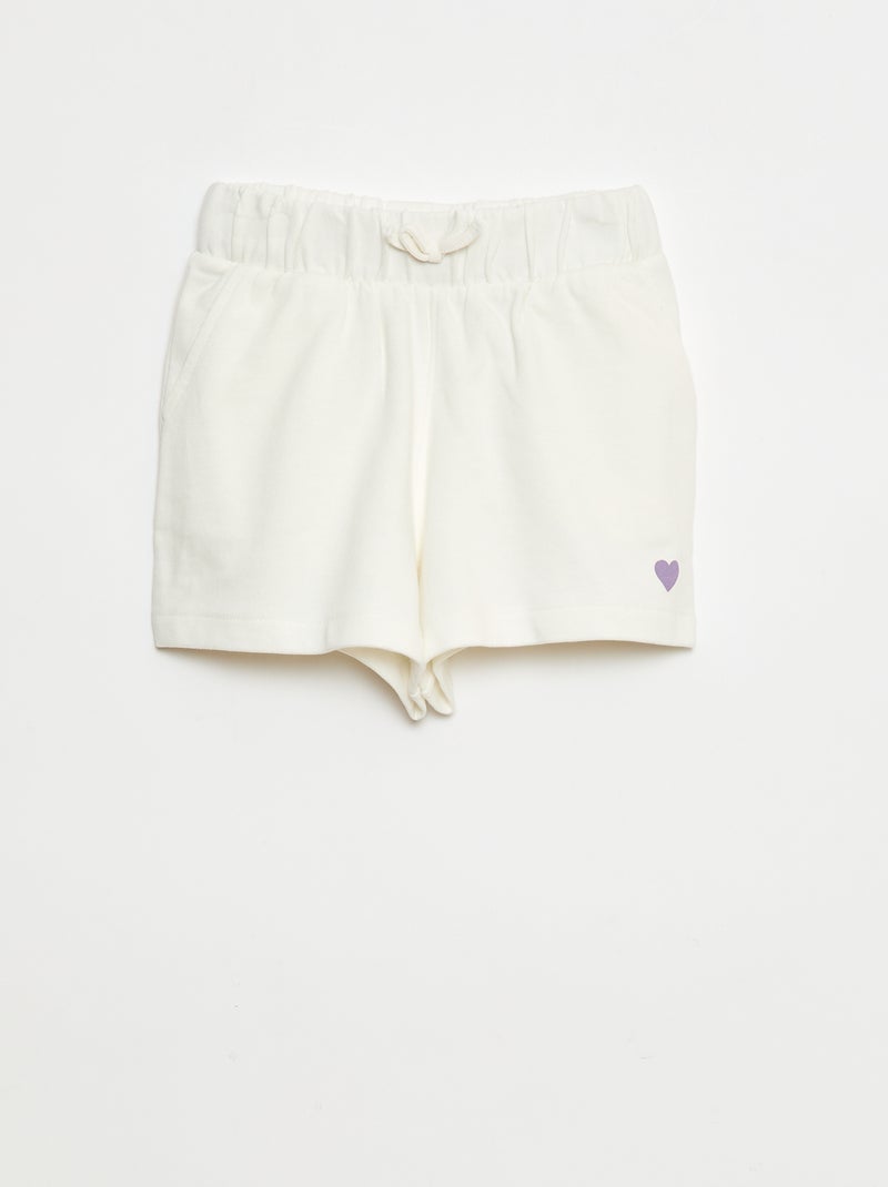Calções em moletão leve Branco - Kiabi