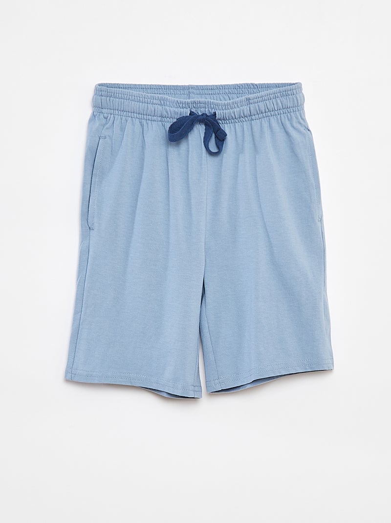 Calções em moletão leve liso com 2 bolsos Azul - Kiabi