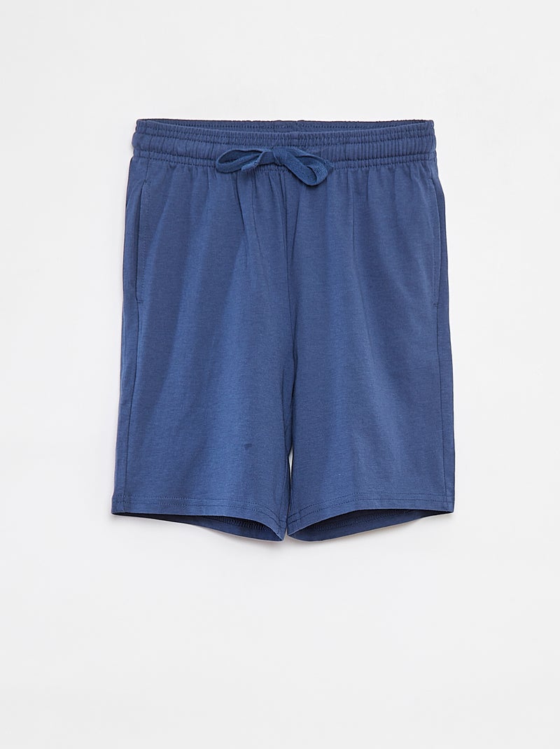 Calções em moletão leve liso com 2 bolsos Azul - Kiabi