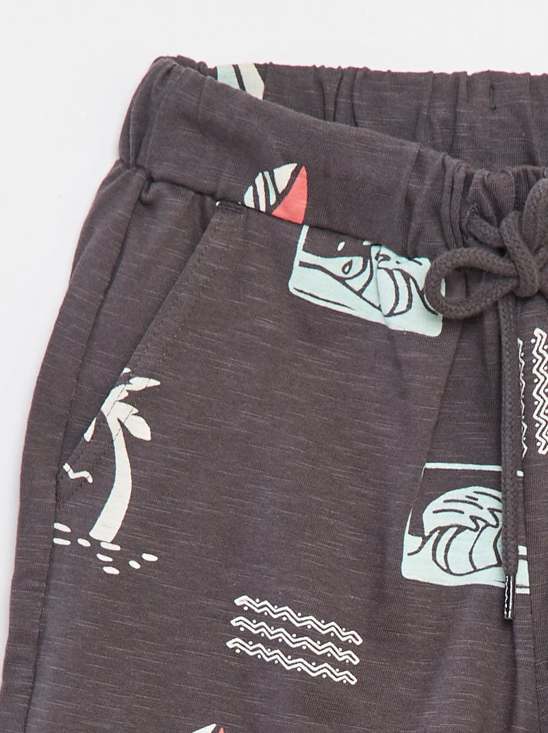 Calções em moletão leve PRETO - Kiabi