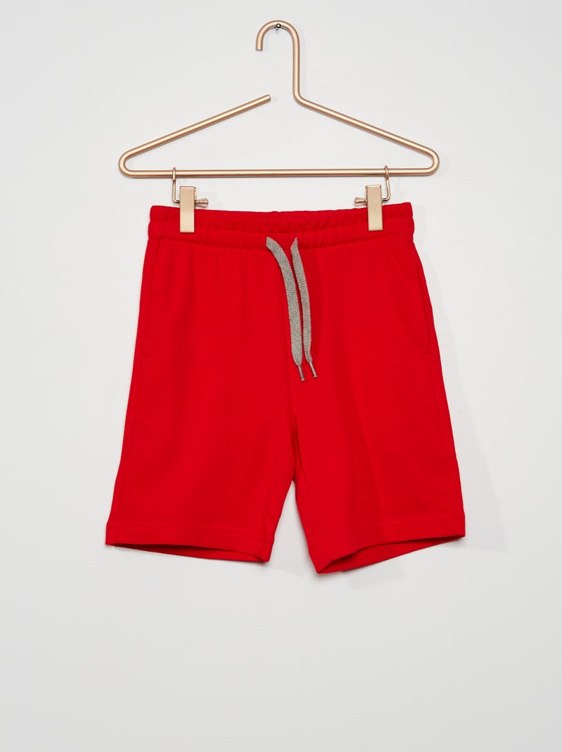 Calções em moletão leve Vermelho Mesclado - Kiabi