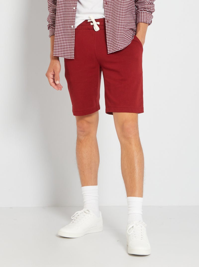 Calções em moletão lisos VERMELHO - Kiabi