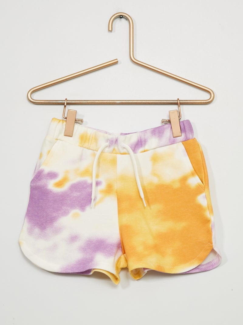 Calções em moletão 'tie and dye' BRANCO - Kiabi