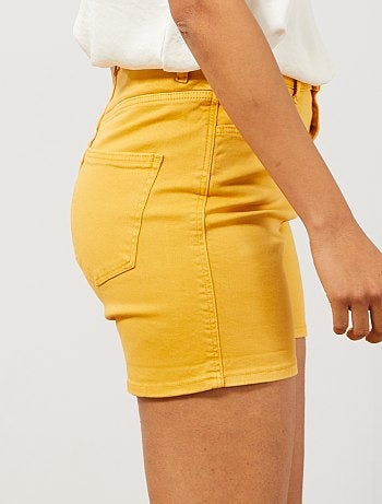 Calções em sarja com braguilha com botões - Kiabi