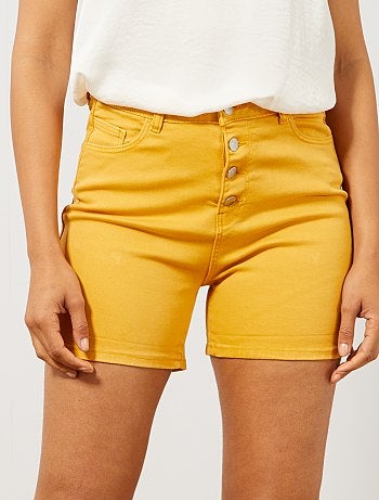 Calções em sarja com braguilha com botões - Kiabi