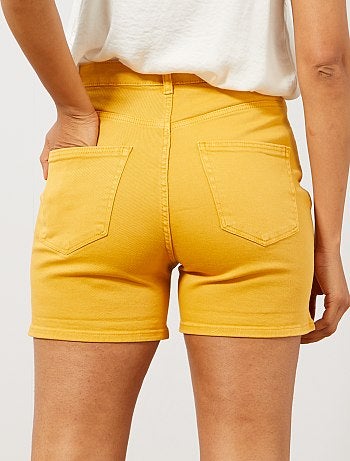 Calções em sarja com braguilha com botões - Kiabi