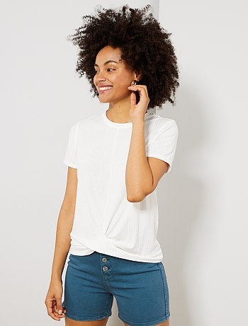 Calções em sarja com braguilha com botões - Kiabi