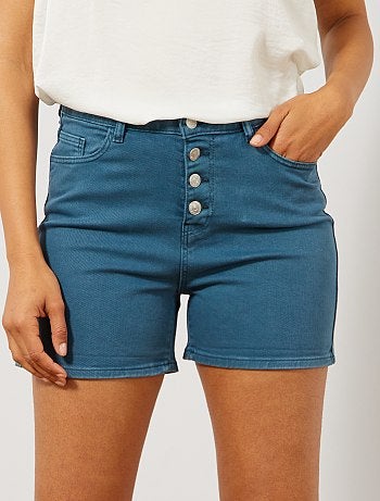 Calções em sarja com braguilha com botões - Kiabi