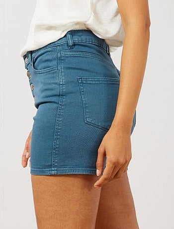 Calções em sarja com braguilha com botões - Kiabi