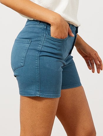 Calções em sarja com braguilha com botões - Kiabi