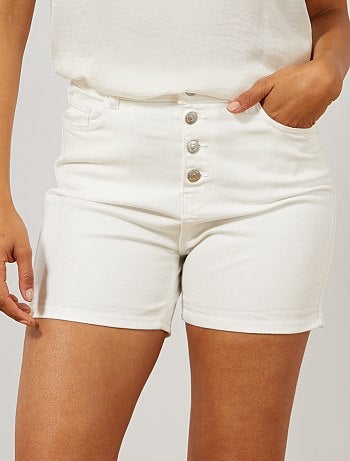 Calções em sarja com braguilha com botões - Kiabi