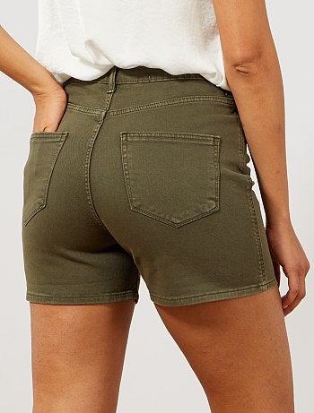 Calções em sarja com braguilha com botões - Kiabi