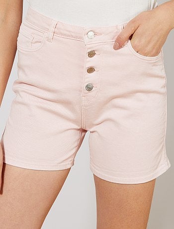 Calções em sarja com braguilha com botões - Kiabi