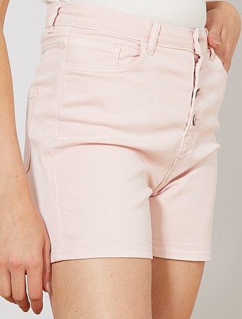 Calções em sarja com braguilha com botões - Kiabi