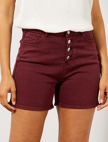 Calções em sarja com braguilha com botões - Kiabi