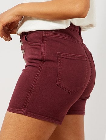 Calções em sarja com braguilha com botões - Kiabi