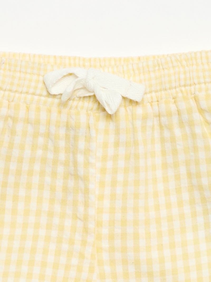 Calções em seersucker padrão Vichy Amarelo - Kiabi