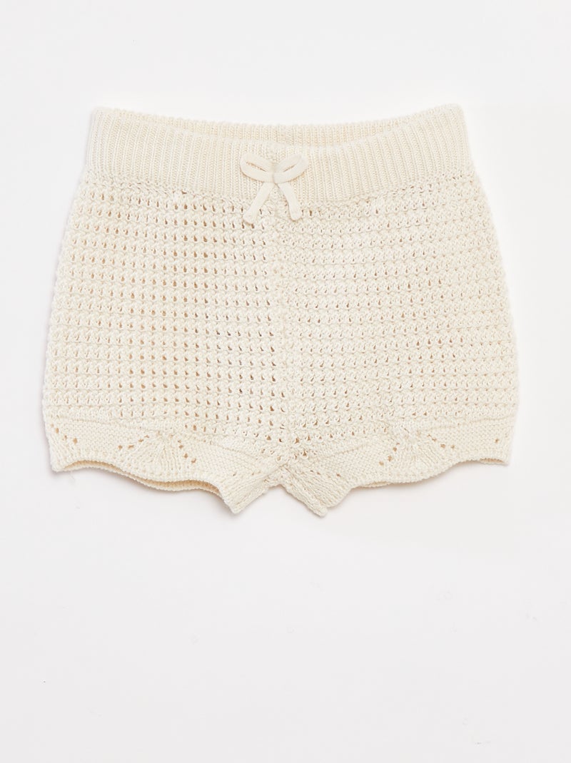Calções em tricô Branco - Kiabi