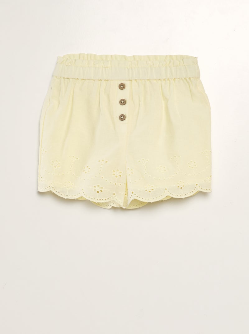 Calções em voile de algodão AMARELO - Kiabi