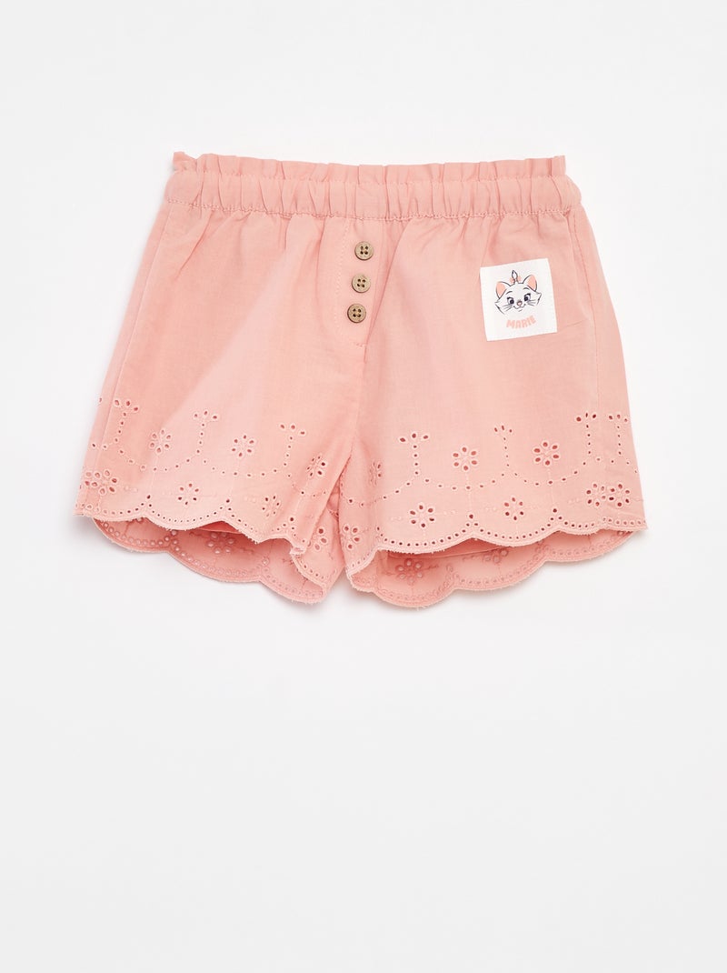 Calções em voile de algodão com bordado inglês 'Disney' ROSA - Kiabi