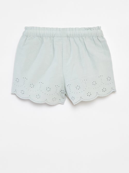 Calções em voile de algodão com bordado inglês 'Disney' - Kiabi