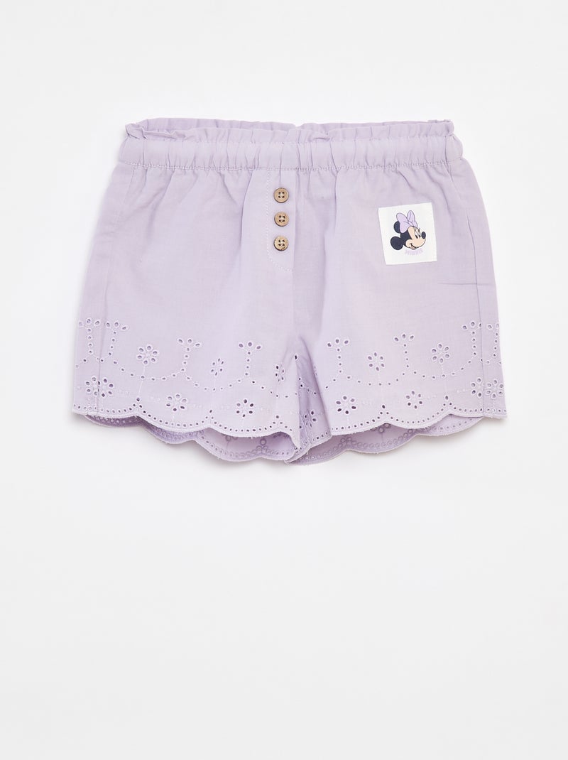 Calções em voile de algodão com bordado inglês 'Disney' VIOLETA - Kiabi
