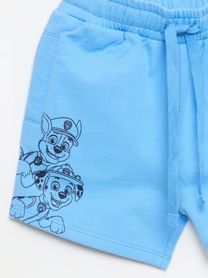 Calções estampados 'Patrulha Pata' em french terry algodão liso Azul - Kiabi