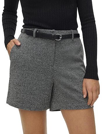 Calções femininos vero moda karly cinzento/preto