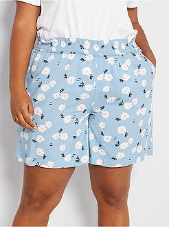 Calções fluidos com estampado 'flores' - Kiabi
