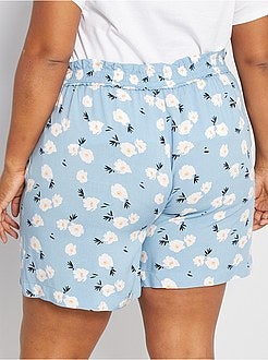 Calções fluidos com estampado 'flores' - Kiabi