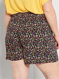 Calções fluidos com estampado 'flores' - Kiabi