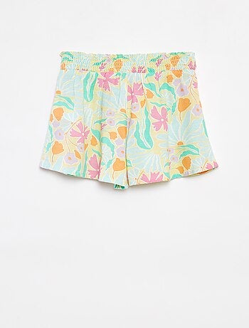 Calções fluidos de linho misturado com estampado