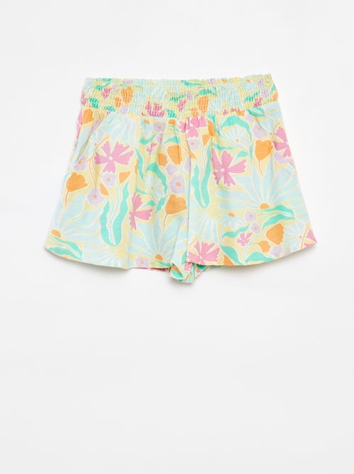 Calções fluidos de linho misturado com estampado - Kiabi
