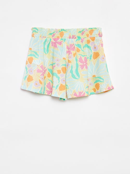 Calções fluidos de linho misturado com estampado - Kiabi