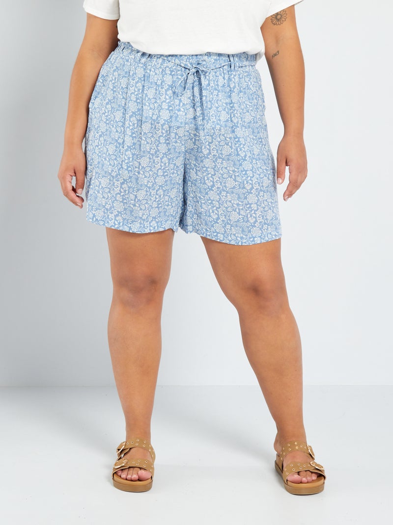 Calções fluidos estampados AZUL - Kiabi