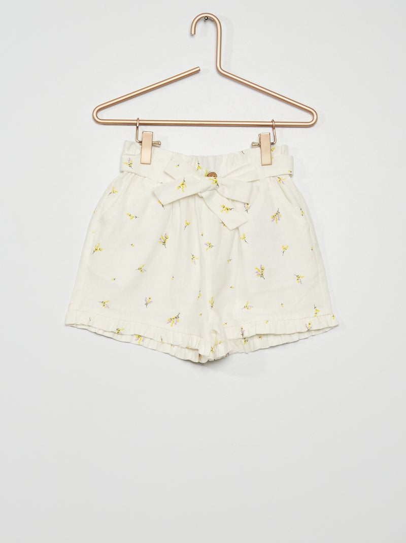 Calções fluidos estampados BRANCO - Kiabi
