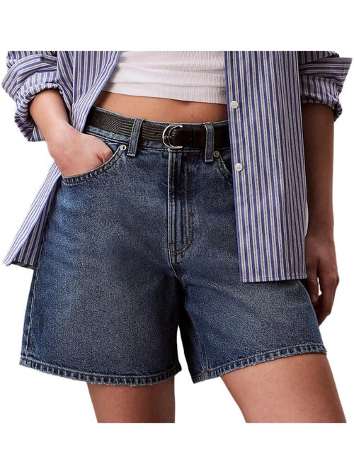 Calções Jeans Calvin Klein de Cintura Subida para Mulher - Kiabi Calções Jeans Calvin Klein de Cintura Subida para Mulher - Kiabi