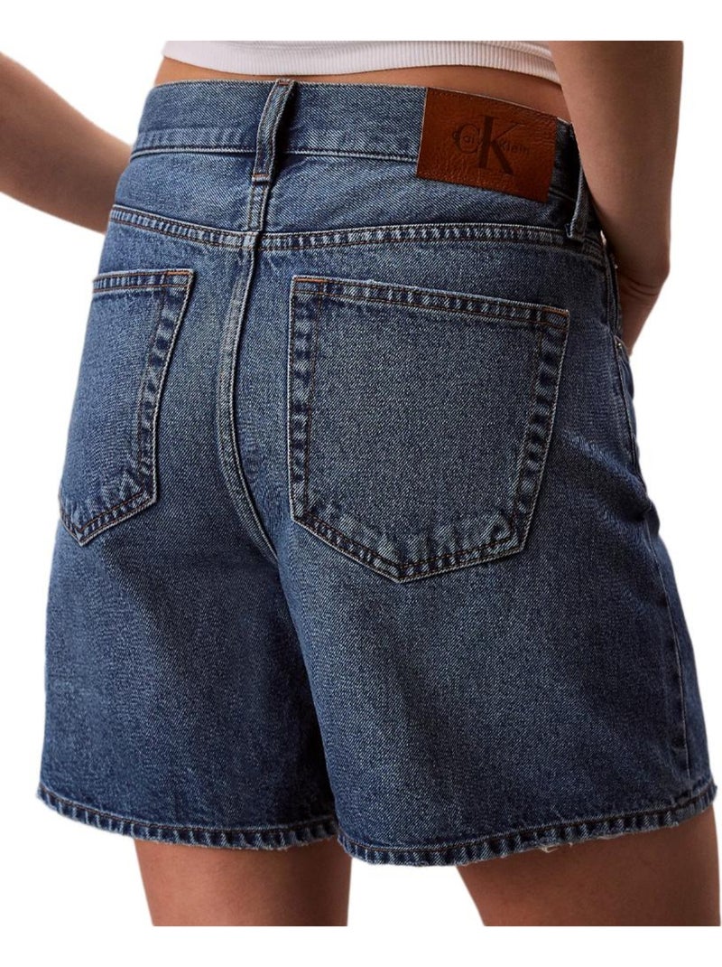 Calções Jeans Calvin Klein de Cintura Subida para Mulher Azul - Kiabi