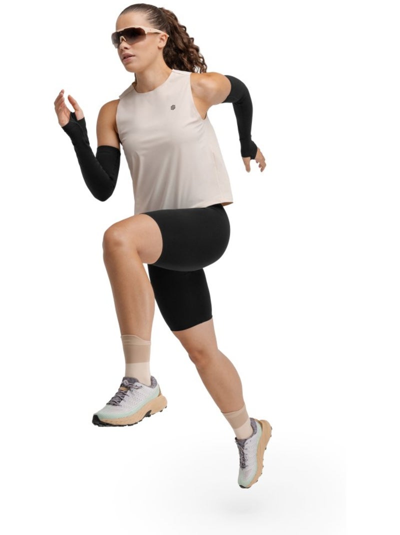 Calções justos de trail running para mulher Preto - Kiabi